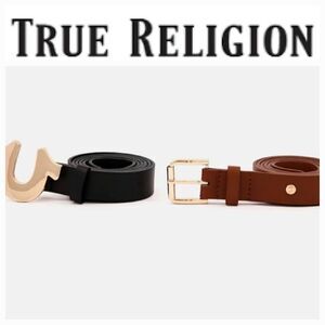 True Religion 2PC Horseshoe Buckle Belt Set